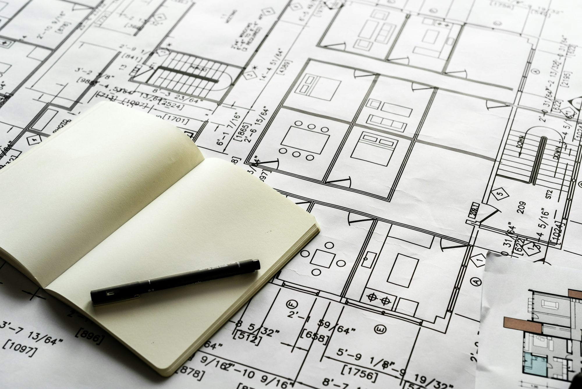 Closeup of house plan blueprint